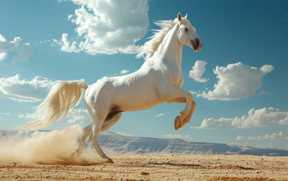 Beautiful horse galloping, running stallion poster idea