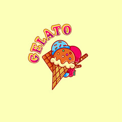 cute vector colorful gelato simple