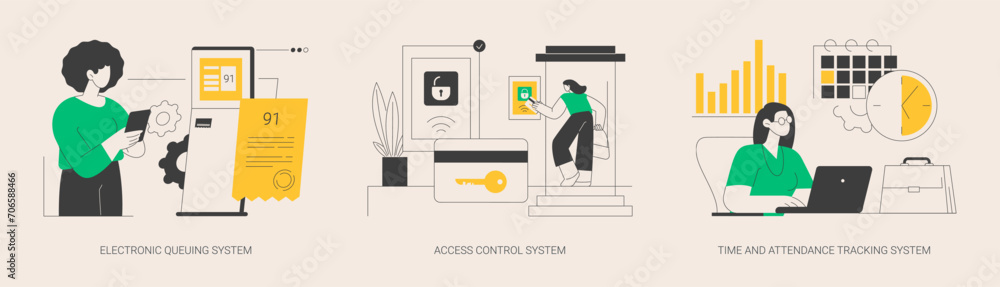 Poster digital tracking systems abstract concept vector illustrations.