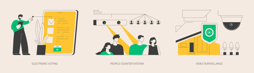 People monitoring and analytics abstract concept vector illustrations.