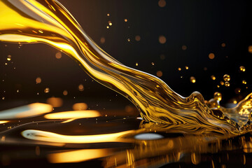 Luxurious Olive Or Engine Oil Splash With Waving Effect