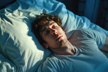 Insomniac Man Struggling To Sleep In Bed
