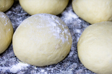 Close-up of a dough for a pizza.