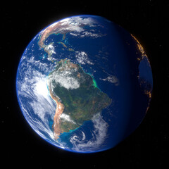 Occurrence of day and night on the earth view from space, 3D rendering