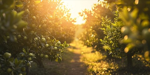 As the Sun Sets, Almonds Flourish in a Nut Tree Plantation: Organic Farming Yields Fresh and Ripe Almond Nuts, a Healthy and Delicious Snack, Generative AI - obrazy, fototapety, plakaty
