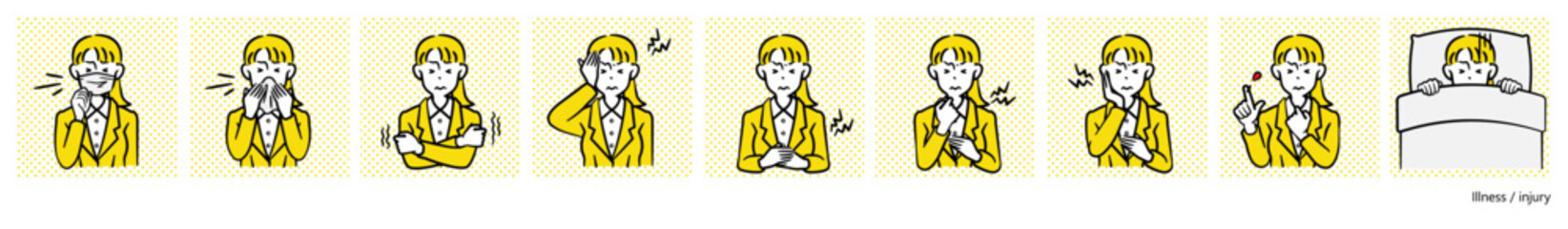 人物イラスト（病気・ケガ）