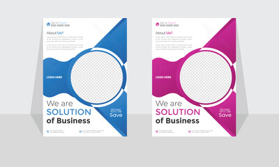 Corporate modern business flyer template design set, minimal business flyer template or eye catching flyer design, flyer in A4 with colorful business proposal, modern with Dark blue and pink flyer