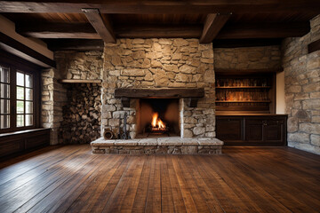 Fototapeta na wymiar fireplace in the house, Interior with fireplace