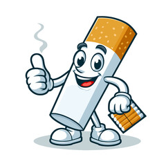 cartoon cigarette character vector logo no smoking