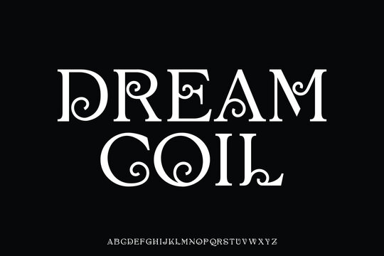 Unique decorative experimental swirl alphabet display font vector