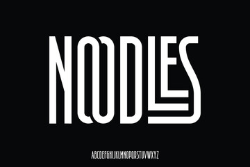 Modern creative ligature alphabet display font vector. Unique noodles typography - obrazy, fototapety, plakaty