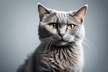 Fototapeta na wymiar Beautiful grey cat isolated on a white 