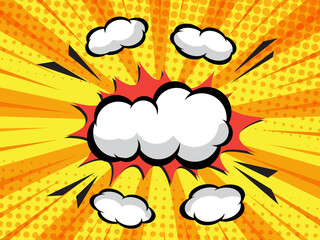 abstract comic book, pop art cartoon background with blank speech bubble