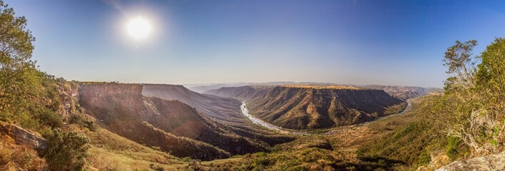 Panoramic picture of the lower part of the Blyde river canyon in South Africa in the afternoon