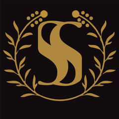 SS letter branding logo design with a leaf..
