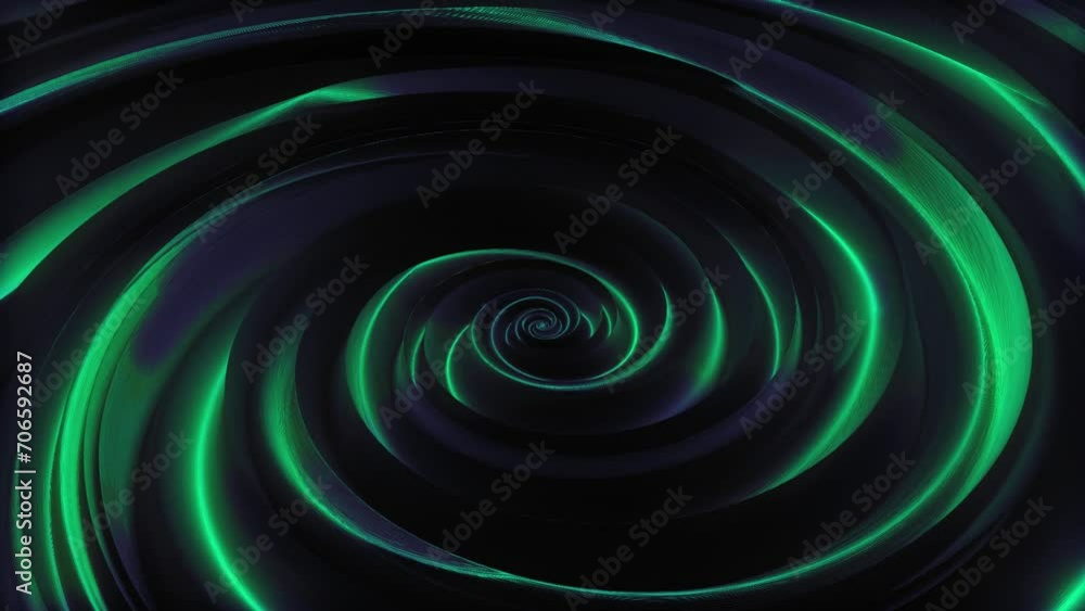 Poster an energy whirlpool. rotating vortex shapes of particles. a fascinating spiral tunnel of green color