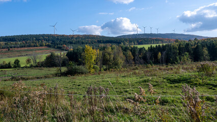 Wind turbines in the Quebec the fall colors