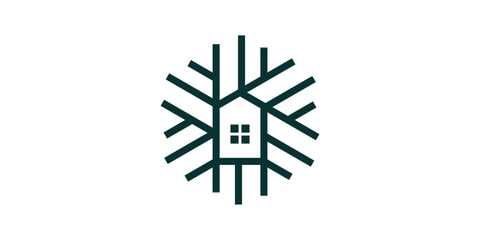 logo design nature home, greenhouse, minimalist line, icon, vector, symbol.