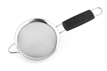 Stainless steel mesh strainer on white