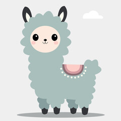 Cartoon alpaca. Lama animal vector isolated illustration. Cute funny hand drawn art © Inna