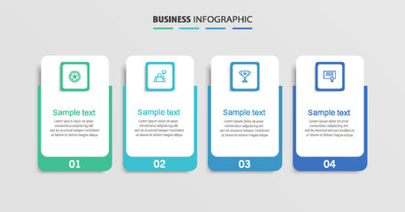 Business infographic design template with 4 options, steps or processes. Can be used for workflow layout, diagram, annual report, web design	