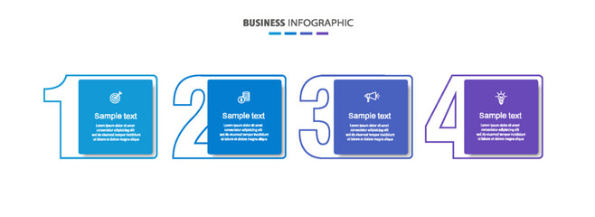 Business infographic design template with 4 options, steps or processes. Can be used for workflow layout, diagram, annual report, web design	