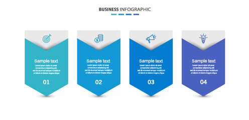 Business infographic design template with 4 options, steps or processes. Can be used for workflow layout, diagram, annual report, web design	
