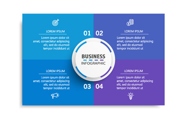 Business infographic design template with 4 options, steps or processes. Can be used for workflow layout, diagram, annual report, web design	