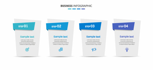 Business infographic design template with 4 options, steps or processes. Can be used for workflow layout, diagram, annual report, web design	