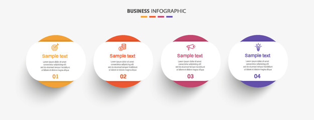 Business infographic design template with 4 options, steps or processes. Can be used for workflow layout, diagram, annual report, web design	