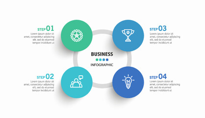 Fototapeta premium Business infographic design template with 4 options, steps or processes. Can be used for workflow layout, diagram, annual report, web design 