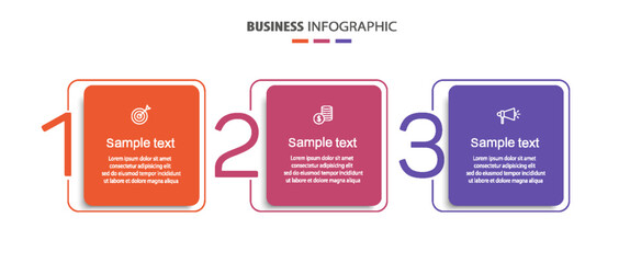 Vector  infographic design template with icons and 3 options or steps. Can be used for process diagram, presentations, workflow layout, banner, flow chart, info graph