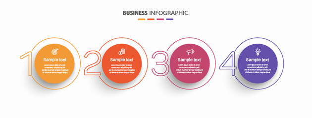 Business infographic design template with 4 options, steps or processes. Can be used for workflow layout, diagram, annual report, web design	