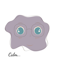 Cute doodle face. Calm emotion cartoon face. Vector illustration