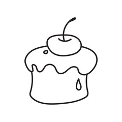 Single hand drawn cake with candles for greeting