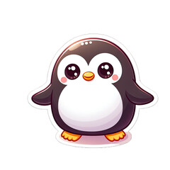 Fototapeta premium Generative AI Cute Little Penguin Sticker, cute little baby penguin sticker, Adorable little penguin stickers, Little penguin Sticker, funny penguin stickers, adorable little penguin stickers