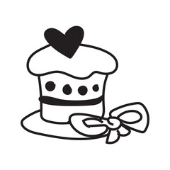 Single hand drawn cake with candles for greeting