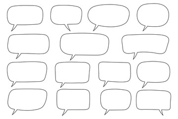 Obraz premium Set of hand drawn line speech bubbles. Speech balloon, chat bubble art vector line speech bubbles for apps and websites.