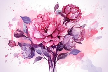 International happy women's day celebration floral illustration, watercolor flowers background