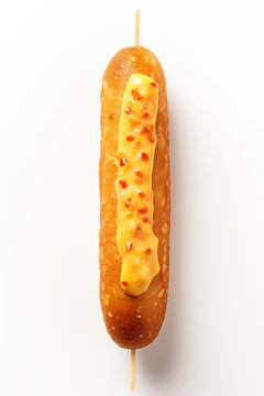 recommend clip art: Korean corn dog with sauce on the white background