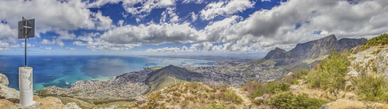 Panoramic picture of Cape Town taken from Lions Head mountain