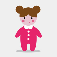 Cute toy doll flat icon