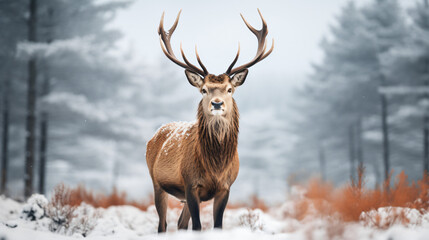 Naklejka na ściany i meble red deer Cervus elaphus in winter