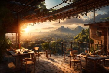 Fototapeta premium restaurant in the morning
