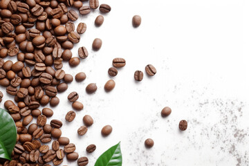 Coffee Bliss: Scattered Coffee Beans on a Light Background - An Aromatic Composition Inviting You to Savor the Essence, with a Space for Your Custom Text