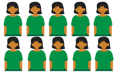 Vector girl image with different emotions