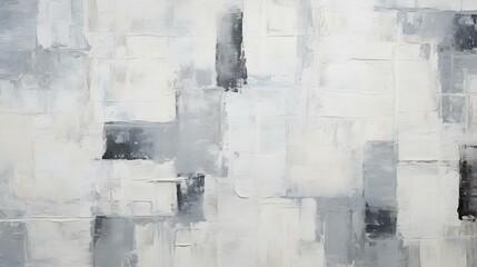 Abstract Oil Painting with overlapping Squares in white and anthracite Colors. Artistic Background with visible Brush Strokes