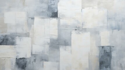 Abstract Oil Painting with overlapping Squares in white and anthracite Colors. Artistic Background...