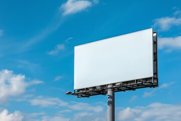 Blank billboard standing against a blue sky