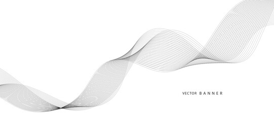 Modern Vector Background with Black Wavy Lines